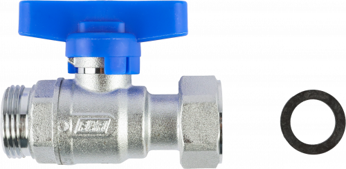 Кран шаровой FAR 3/4", НР-накидная гайка EPDM, син. бабочка, хром